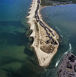 Aerial view - Groynes, Hengistbury Head, Christchurch Harbour, Dorset DW1960