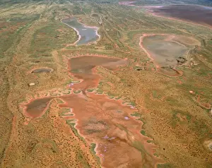 Aerial view - Lake Willis, a salt lake Hidden Basin, Eastern fringe of the Great Sandy Desert, Western australia JPF52784