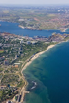 Aerial view of Odessa along the Black Sea