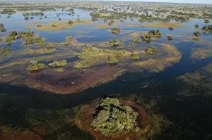 Southern Africa Prints: Aerial view of Okavango Delta Botswana Africa