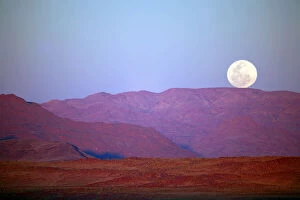 Empty Gallery: Africa, Namibia, Sossusvlei. A full moon