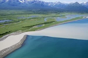 Images Dated 28th July 2006: Alaska USA - showing river joining sea Hallo Bay, Katmai, Alaska