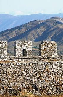 Albania, Shkodra. Detail of the Rozafa castle