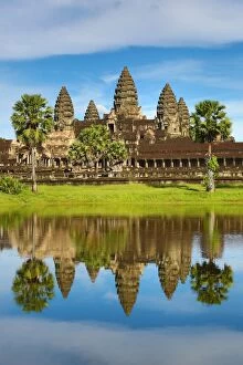 Angkor Gallery: Angkor Wat Temple and reflection in lake in Siem Reap, C