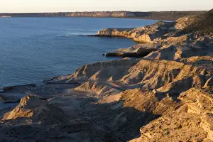 Argentina- view of Golfo Nuevo from the road to Punta Piramide; late afternoon Patagonia, Province Chubut, Valdes Peninsula