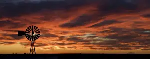 Sunsets And Sunrise Prints: Argentina - windmill on the Patagonian steppe at sunset