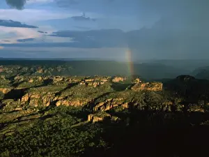 Storms Prints: Arnhemland Escarpment - with tropical rain storm approaching and rainbow