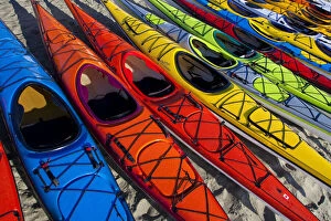 Angle Gallery: Array of kayaks at West Coast Sea Kayak Symposium, Port Townsend, Washington State