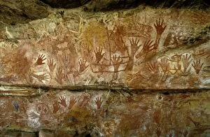 Australia - aboriginal rock art hand stencils from
