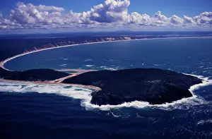 Seascapes Prints: Australia - aerial of Double Island Point and Rainbow Beach Cooloolah Section