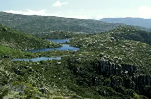Australia - Platypus Tarn, small glaciated lake with Jurassic dolerite boulderfields, Rodway Range Mount Field National Park, Tasmania