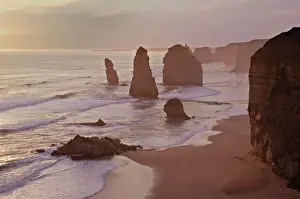Dusk Prints: Australia, Victoria - The Twelve Apostles with collapsed stack in foreground (collapsed 3rd July 2005)