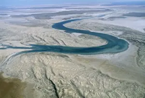 Aerials Prints: Australia Warburton River entering Lake Eyre. Lake Eyre National Park, South Australia