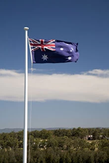 Images Dated 22nd July 2010: Australian flag flapping in wind, New South