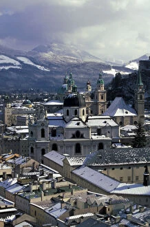 Austria, Salzburg. City view and Dom Cathedral