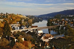 Autumn view of Rhine River from Munot Castle