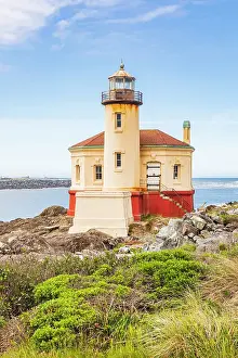 Oregon Prints: Bandon, Oregon, USA. The Coquille River Lighthouse on the Oregon coast. Date: 02-05-2021