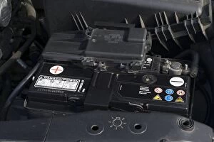 Images Dated 10th March 2007: Battery - Vartade lead acid 12 volt 55 amp hour car battery in situ under bonnet UK