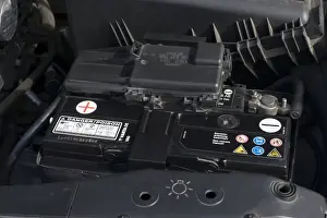 Acid Prints: Battery - Vartade lead acid 12 volt 55 amp hour car battery in situ under bonnet UK