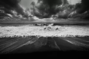 Seascape Collection: Beach & Waves. Monterico Beach - Pacific Ocean - Guatemala. Black & White