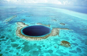 Seascape Collection: Belize - aerial of Belize Blue Hole Lighthouse Reef, Belize Caribbean