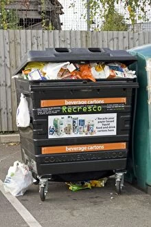 Images Dated 13th September 2007: Beverage carton recycling black bin Recresco Tesco car park Bishops Cleeve Cheltenham UK