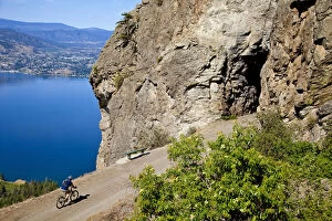 Images Dated 7th January 2010: Biker rides on the Kettle Valley Railway