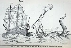 Black & White Illustration: Sea Serpent- from International Fisheries Exhibition Catalogue