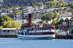 Quay Prints: Boat - Vintage steamship TSS Earnslaw moored at quayside Lake Wakatipu Queenstown New Zealand
