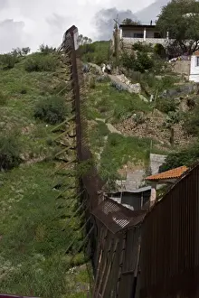 Border fence between Nogales Sonora Mexico (right) and Nogales Arizona USA