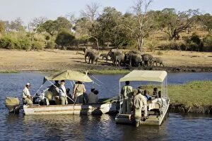 Images Dated 18th September 2006: Botswana - Tourists on a boat cruise on the Chobe