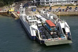 Boats Prints: Bramble Bush Bay chain car ferry crossing to Sandbanks Peninsula Poole Harbour UK