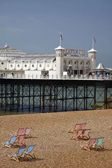 Features Gallery: Brighton Pier (c. 1899), and beach chairs, Brighton