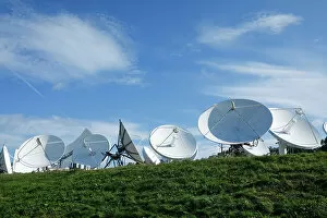 Images Dated 6th August 2021: Bristol, Connecticut, USA Satellite dishes. Date: 10-10-2018