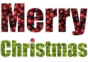 Sprout Prints: Brussel Sprouts & Cranberries spelling Merry Christmas