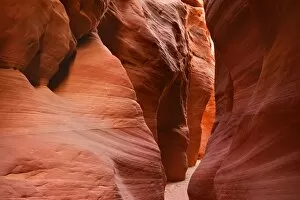 Buckskin Gulch Narrows - a very narrow and high section in this slot canyon with sandstone walls of different shades of