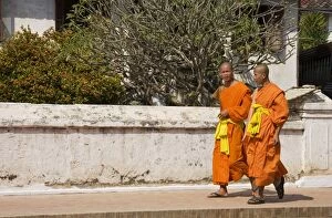 Images Dated 25th November 2007: Buddhist novices in the main road of Luang Prabang