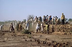 Burkina Faso West Africa - building a dam
