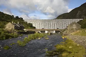 Reservoir Prints: Caban Coch dam overflowing - July - Elan Valley - Mid-Wales - UK