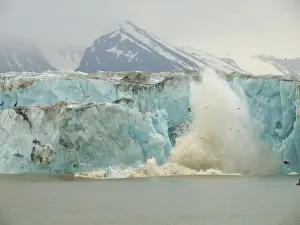 Ice Shelf Prints: Calving glacier - ice breaking off into the sea - Liefdefjorden - Svalbard - Norway