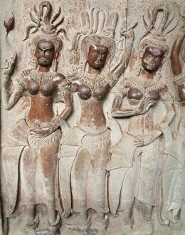 Cambodia - 12th-century Devatas (deity, divinity)
