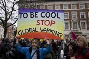 Images Dated 8th December 2007: Campaigners Stop Global Warming banner Climate Change