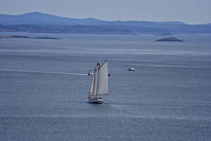 Canada, New Brunswick. A sailboat viewed