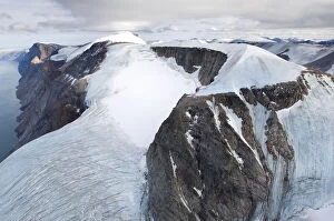 Canada, Nunavut. Aerial view of glaciers