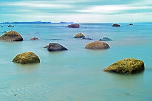 Calm Gallery: Canada, Quebec, Gulf of St. Lawrence. Rocks along