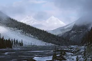 Canada - Sunwapta Peak (in Jasper NP) from along Icefields Parkway in October. Northern Banff National Park, Alberta, Canada. S5592