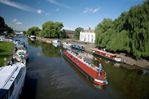 Canal boats on the River Ouse, Ely, Cambridgeshire, England