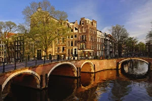 Canals of Amstedam at dusk, Amsterdam, Holland