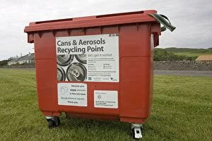 Dustbins Collection: Cans and aerosol recycling bin Port Ellen Isle of Islay Scotland UK