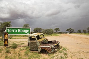 Accomodation Gallery: Car wreck at the entrance gate of the Terra Rouge